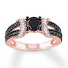 Thumbnail Image 0 of Previously Owned Round-Cut Black & White Diamond Engagement Ring 1 ct tw 10K Rose Gold Size 8