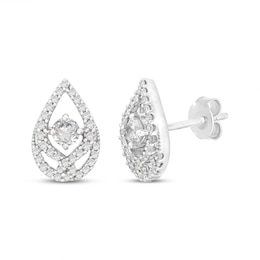 Previously Owned Love Entwined Diamond Stud Earrings 1/3 ct tw Round-cut 10K White Gold