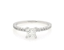 Previously Owned Diamond Engagement Ring 7/8 ct tw Princess & Round-Cut 18K White Gold