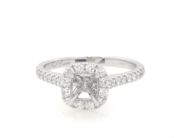Previously Owned Neil Lane Diamond Halo Engagement Ring Setting 5/8 ct tw 14K White Gold Size 10