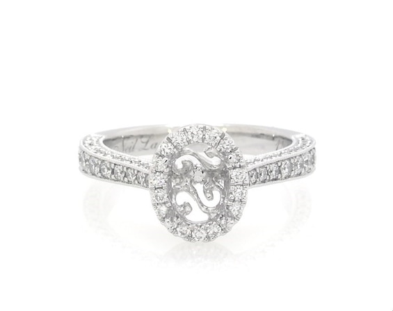 Previously Owned Neil Lane Diamond Engagement Ring Setting 1/2 ct tw 14K White Gold Size 5.25