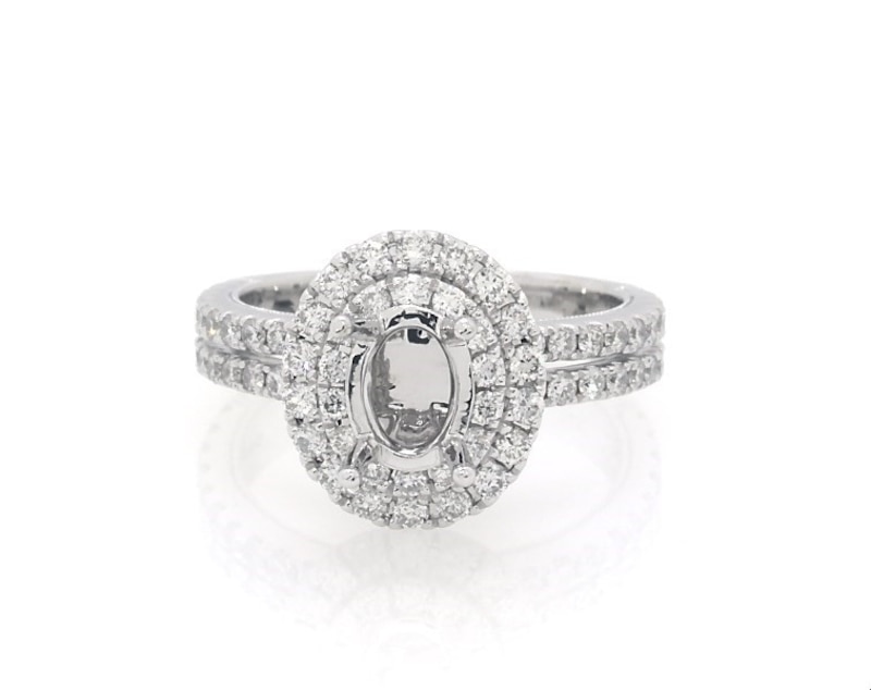 Previously Owned Neil Lane Diamond Double Halo Engagement Ring Setting 3/4 ct tw 14K White Gold Size 5