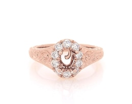 Previously Owned Neil Lane Diamond Oval Halo Engagement Ring Setting 1/3 ct tw 14K Rose Gold Size 4.5