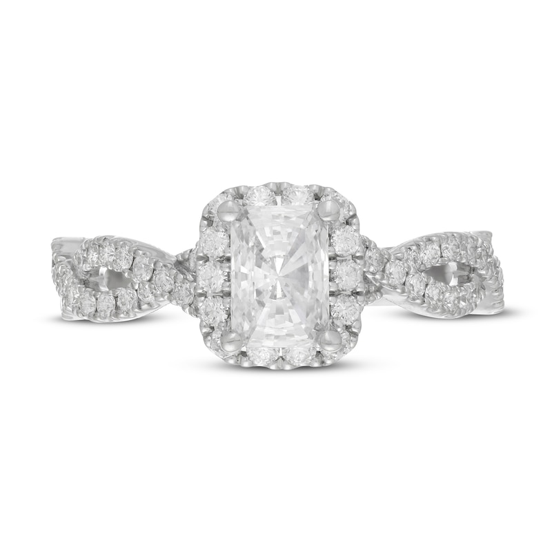 Previously Owned Neil Lane Diamond Engagement Ring 1-1/4 ct tw Radiant & Round 14K White Gold