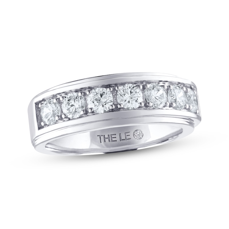 Main Image 1 of Previously Owned Men's THE LEO Diamond Wedding Band 1-1/2 ct tw Round-cut 14K White Gold