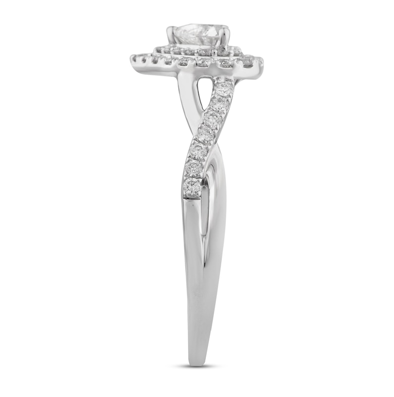 Main Image 2 of Previously Owned Diamond Engagement Ring 5/8 ct tw Heart & Round 14K White Gold