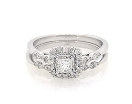 Previously Owned Diamond Bridal Set 1/2 ct tw Princess & Round-cut 10K White Gold