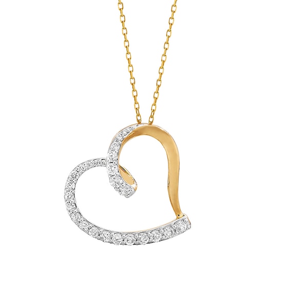 Previously Owned Diamond Heart Necklace 1/ ct tw Round-cut 10K Gold 18