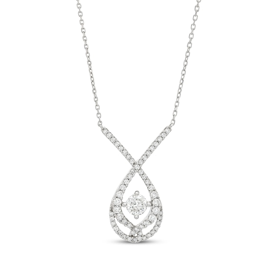 Previously Owned Love Entwined Diamond Necklace 1 ct tw Round-cut 10K White Gold 18"