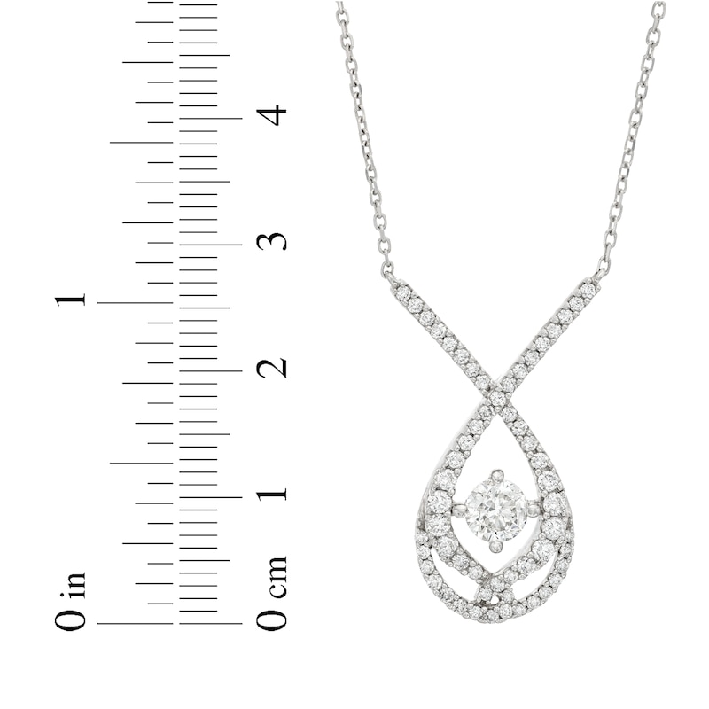 Main Image 3 of Previously Owned Love Entwined Diamond Necklace 1 ct tw Round-cut 10K White Gold 18&quot;