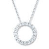 Thumbnail Image 1 of Previously Owned THE LEO Diamond Circle Necklace 1 ct tw Round-cut 14K White Gold 19&quot;