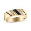 Thumbnail Image 1 of Previously Owned Men’s Black & White Diamond Wedding Band 1/6 ct tw 10K Yellow Gold