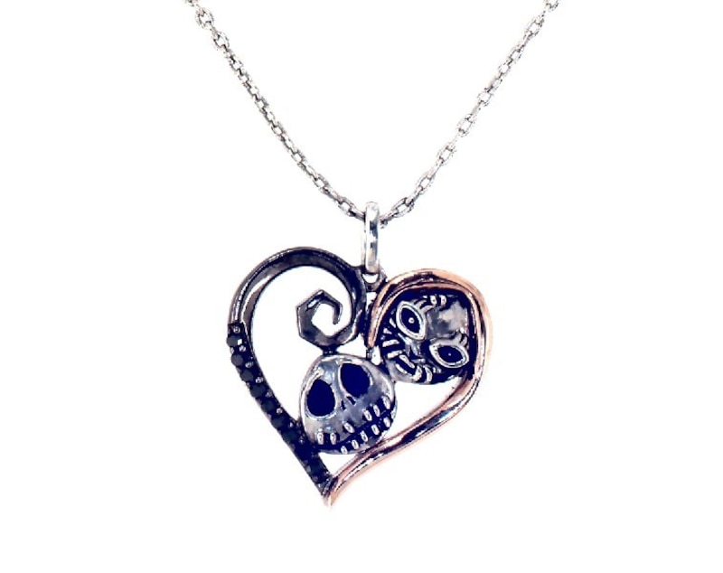 Previously Owned Disney Treasures The Nightmare Before Christmas Diamond Necklace 1/15 ct tw Sterling Silver & 10K Rose Gold 19"