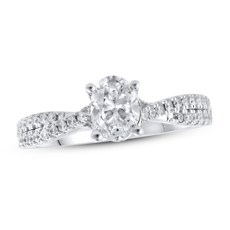 Main Image 1 of Previously Owned Lab-Grown Diamonds by KAY Oval-Cut Engagement Ring 1-1/4 ct tw 14K White Gold