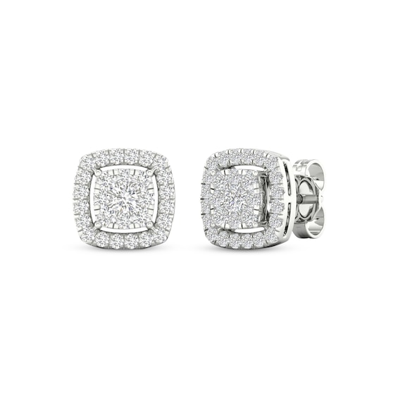 Previously Owned Lab-Grown Diamonds by KAY Cushion-Shaped Stud Earrings 1/2 ct tw 10K White Gold