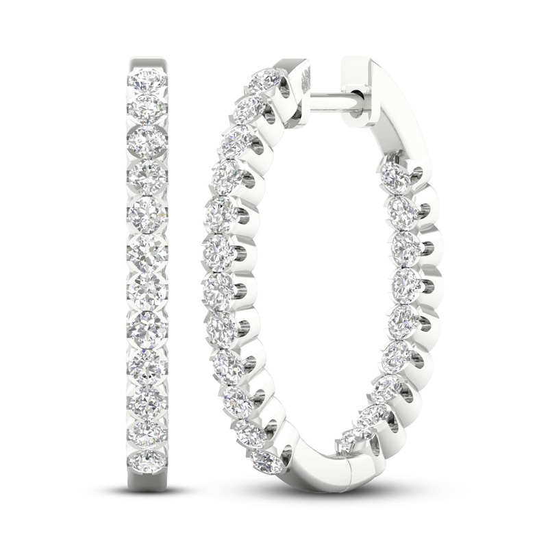 Main Image 1 of Previously Owned Lab-Grown Diamonds by KAY Hoop Earrings 1-1/2 ct tw 14K White Gold