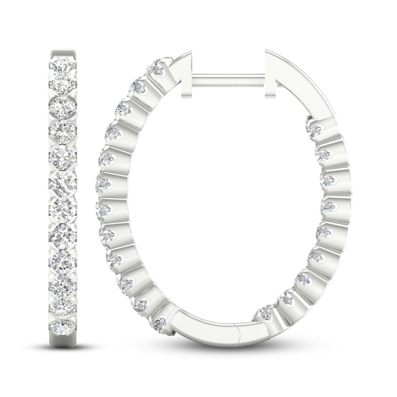 Main Image 2 of Previously Owned Lab-Grown Diamonds by KAY Hoop Earrings 1-1/2 ct tw 14K White Gold