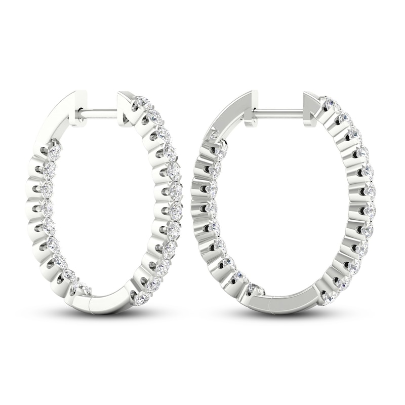 Main Image 3 of Previously Owned Lab-Grown Diamonds by KAY Hoop Earrings 1-1/2 ct tw 14K White Gold