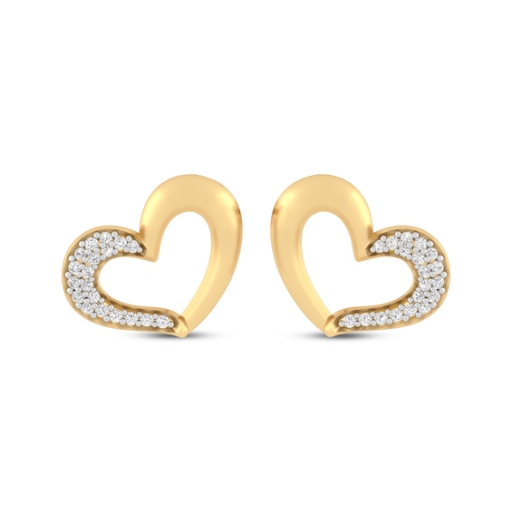 Previously Owned Diamond Heart Stud Earrings 1/10 ct tw 10K Yellow Gold
