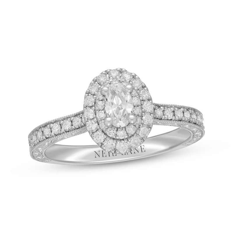 Main Image 1 of Previously Owned Neil Lane Diamond Engagement Ring 7/8 ct tw Oval/Round 14K White Gold