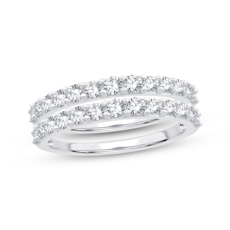 Main Image 1 of Previously Owned Double Diamond Wedding Band 1 ct tw Round-Cut 14K White Gold