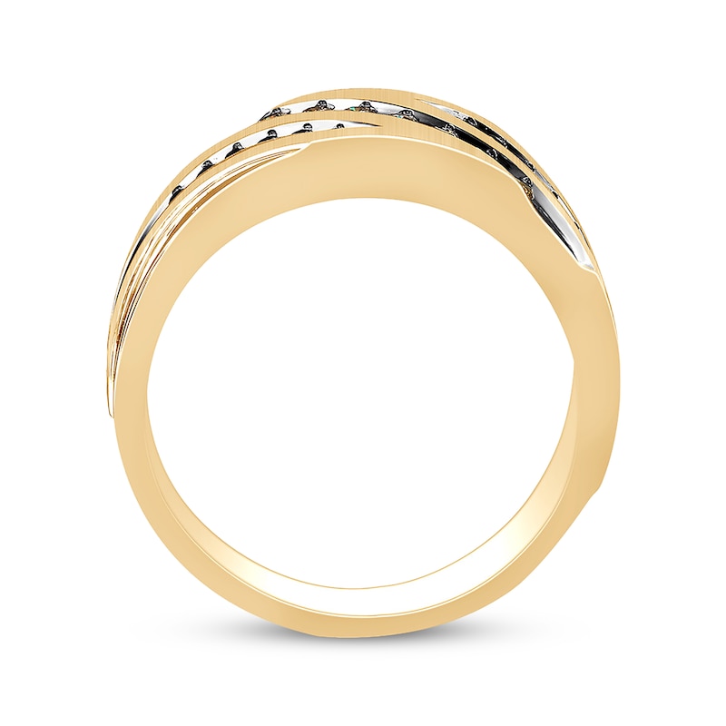 Previously Owned Men's Brown & Black Diamond Wedding Band 1/3 ct tw Round-cut 10K Yellow Gold