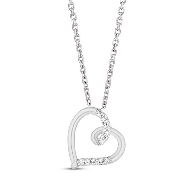 Previously Owned Hallmark Diamonds Swirling Hearts Gift Set 1/8 ct tw Sterling Silver 18"