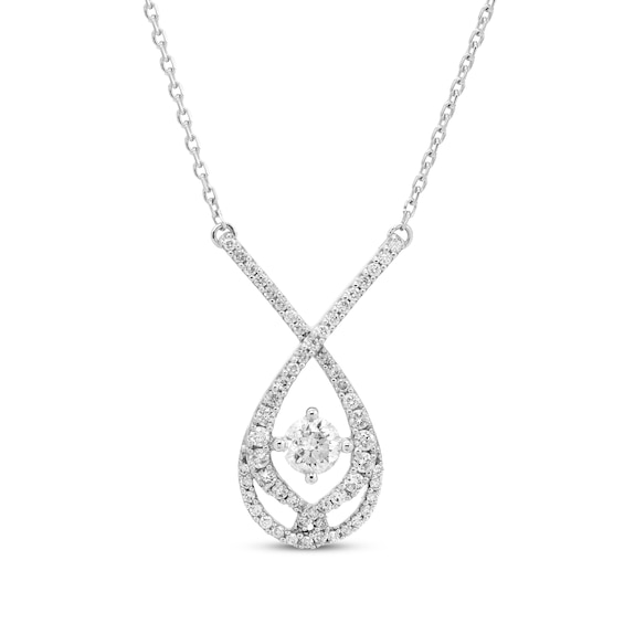 Previously Owned Love Entwined Diamond Necklace 1/2 ct tw Round-cut 10K White Gold 18"