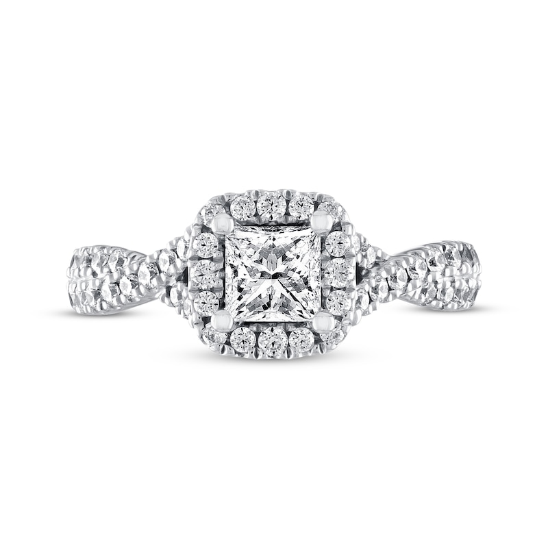 Previously Owned THE LEO Diamond Engagement Ring 1-1/8 ct tw Princess & Round-cut 14K White Gold