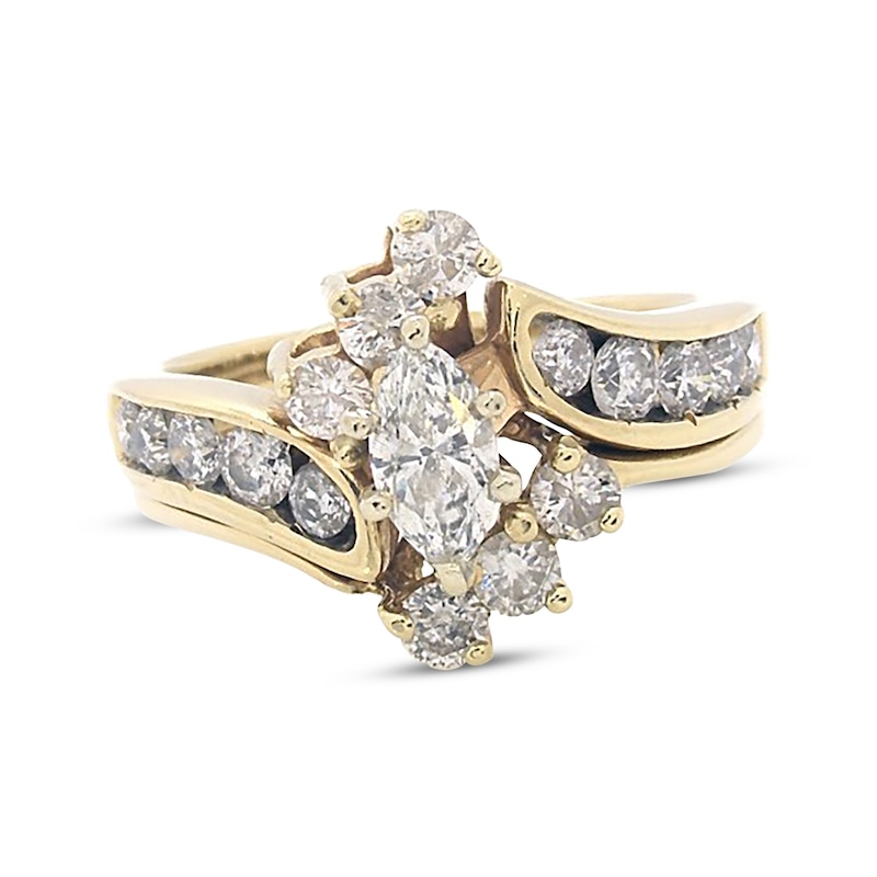 Previously Owned Marquise-Cut Diamond Bridal Set 1-1/2 ct tw 14K Yellow ...
