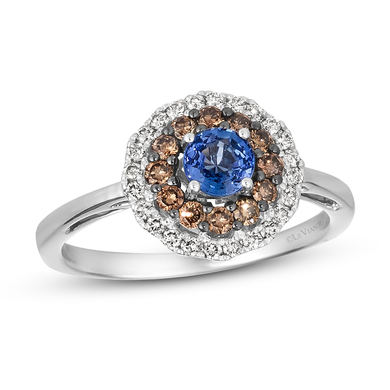 Previously Owned Le Vian Diamond & Blue Sapphire Ring 3/8 ct tw 14K Vanilla Gold