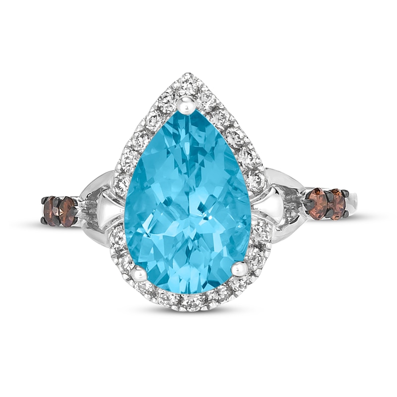 Main Image 4 of Previously Owned Le Vian Blue Topaz Ring 3/8 ct tw Diamonds 14K Vanilla Gold