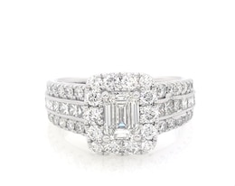 Previously Owned Neil Lane Engagement Ring 2-7/8 ct tw Emerald, Princess & Round 14K White Gold