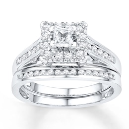 Previously Owned Diamond Bridal Set 5/8 ct tw Round-cut 10K White Gold
