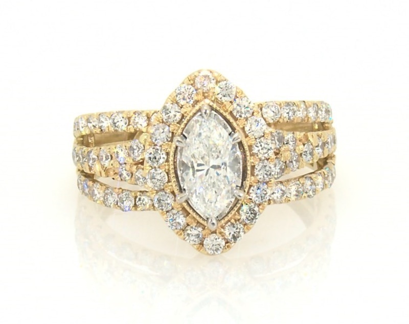 Previously Owned Marquise-Cut Diamond Engagement Ring 1-1/2 ct tw 14K Yellow Gold