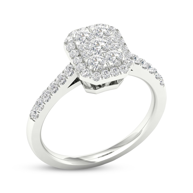 Main Image 2 of Previously Owned Multi-Diamond Center Octagon Frame Engagement Ring 1/2 ct tw 10K White Gold