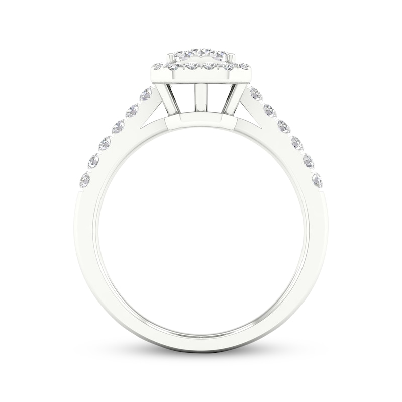 Main Image 4 of Previously Owned Multi-Diamond Center Octagon Frame Engagement Ring 1/2 ct tw 10K White Gold