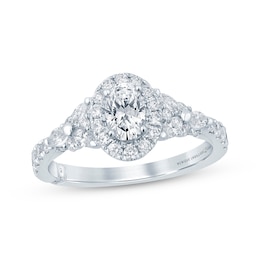 Previously Owned Monique Lhuillier Bliss Oval-Cut Diamond Engagement Ring 1-1/5 ct tw 18K White Gold