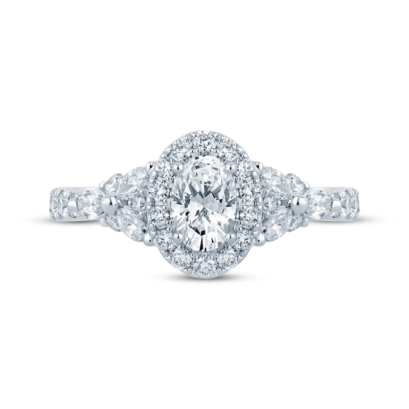 Previously Owned Monique Lhuillier Bliss Oval-Cut Diamond Engagement Ring 1-1/5 ct tw 18K White Gold