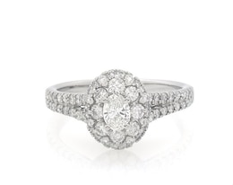 Previously Owned Diamond Engagement Ring 1 ct tw Oval & Round-cut 14K White Gold