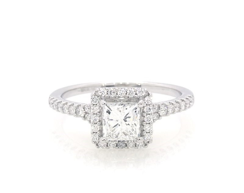 Previously Owned Diamond Engagement Ring 1-1/3 ct tw Princess/Round-cut 14K White Gold