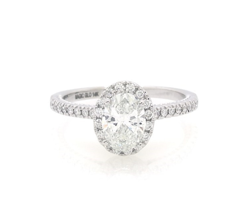 Main Image 1 of Previously Owned Diamond Engagement Ring 1-1/4 cttw Oval & Round-Cut 14K White Gold