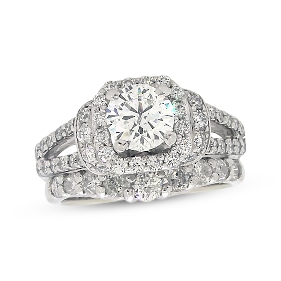Previously Owned Diamond Bridal Set 1-3/4 ct tw Round-Cut 14K White Gold Size 4.5