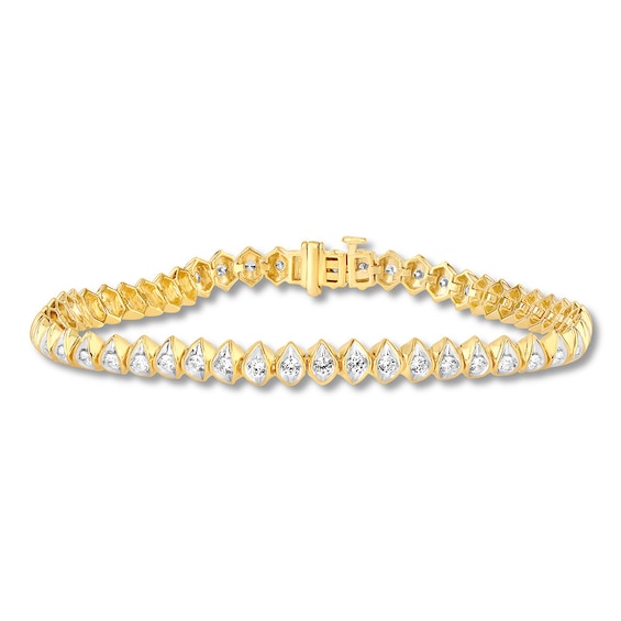 Previously Owned Diamond Bracelet 2 ct tw Round-cut 10K Yellow Gold 7 Length