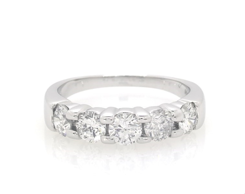 Main Image 1 of Previously Owned Five-Stone Diamond Anniversary Ring 1 ct tw 14K White Gold