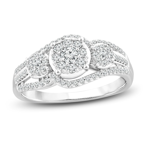 Previously Owned Three-Stone Diamond Fashion Ring 1/2 ct tw Round-cut 10K White Gold