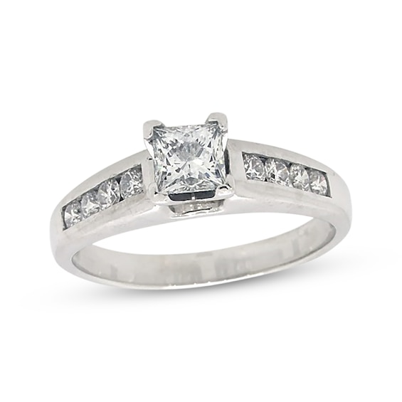 Previously Owned Princess-Cut Diamond Engagement Ring 3/4 ct tw 14K White Gold 7.25