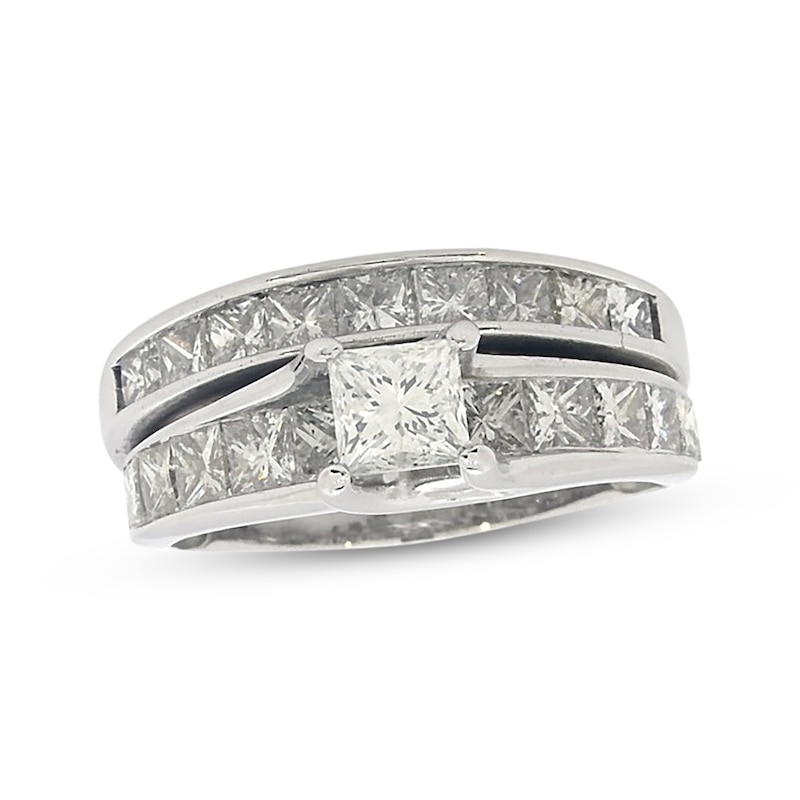 Main Image 1 of Previously Owned Princess-Cut Diamond Bridal Set 3 ct tw 14K White Gold Size 7