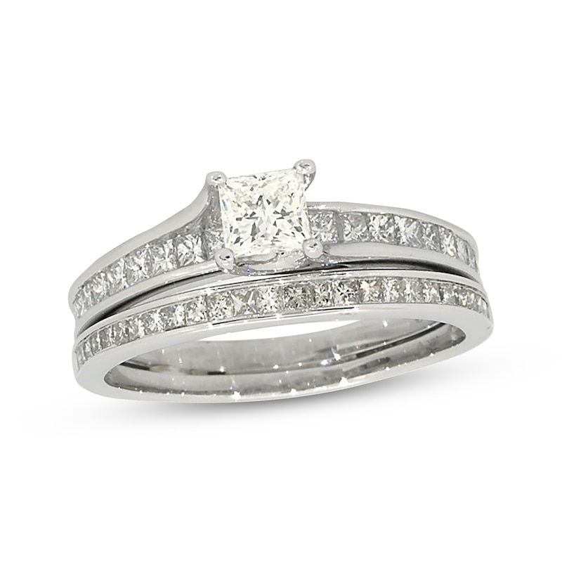 Previously Owned Princess-Cut Diamond Bridal Set 1-1/3 ct tw 14K White Gold Size 9.5