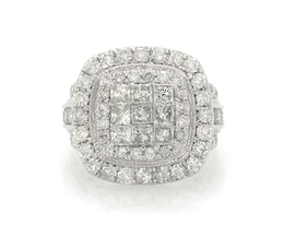 Previously Owned Princess-Cut Multi-Diamond Center Engagement Ring 3 ct tw 10K White Gold